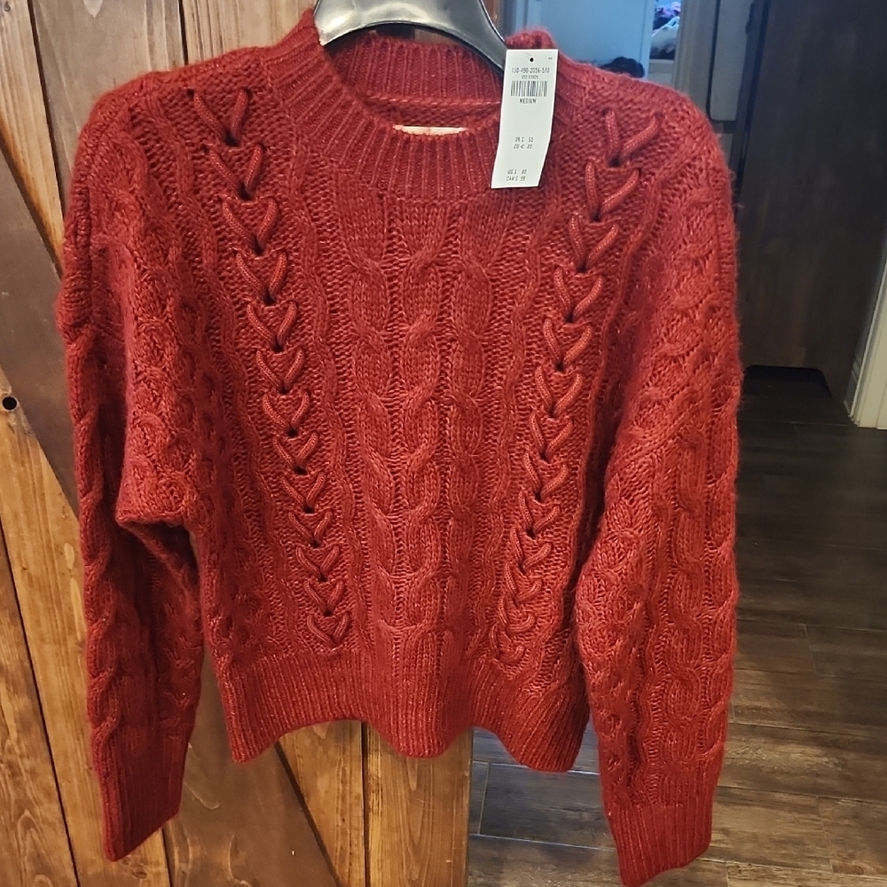 Cozy Red Cable Knit Sweater